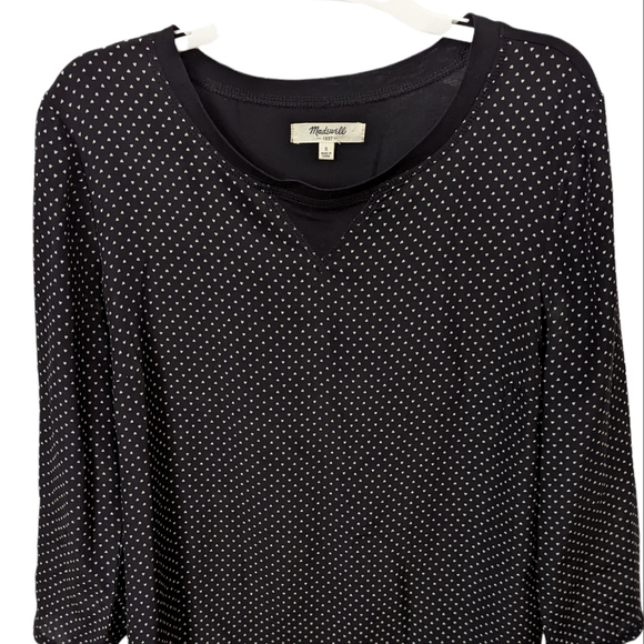 Madewell size small black and white heart sheer blouse with black back. - Picture 2 of 4